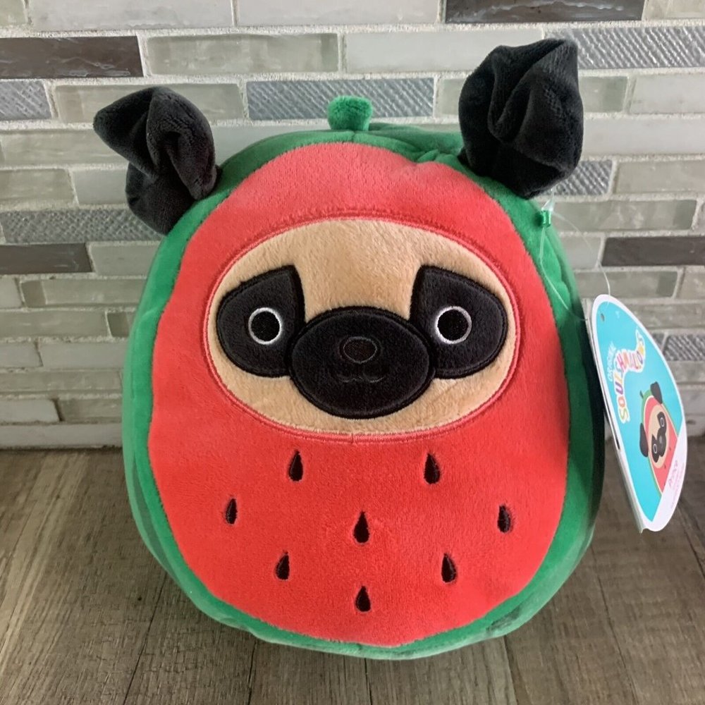 NEW Squishmallow Kellytoy Plush Prince the Pug as Watermelon 8"